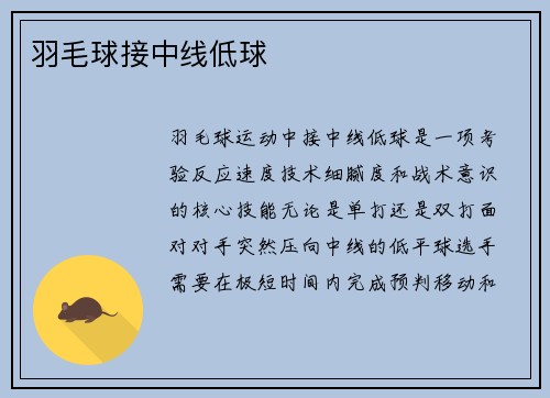 羽毛球接中线低球
