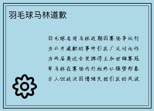 羽毛球马林道歉